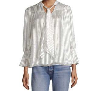Alice + Olivia Danika Tie-Neck Stripe Blouse